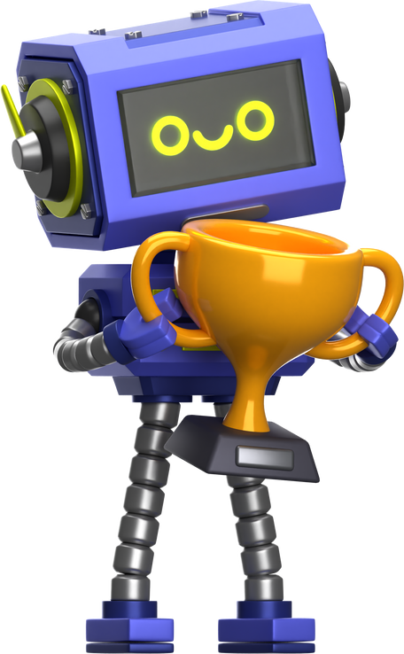 Robot Holding Trophy 3D Illustration